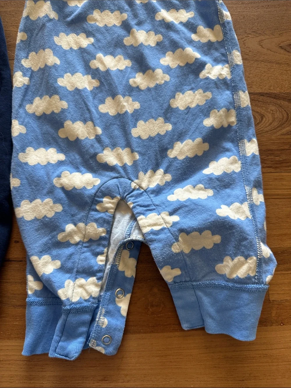Hanna Andersson Navy & Light Blue Cloud Sleeveless Soft Overall Bundle